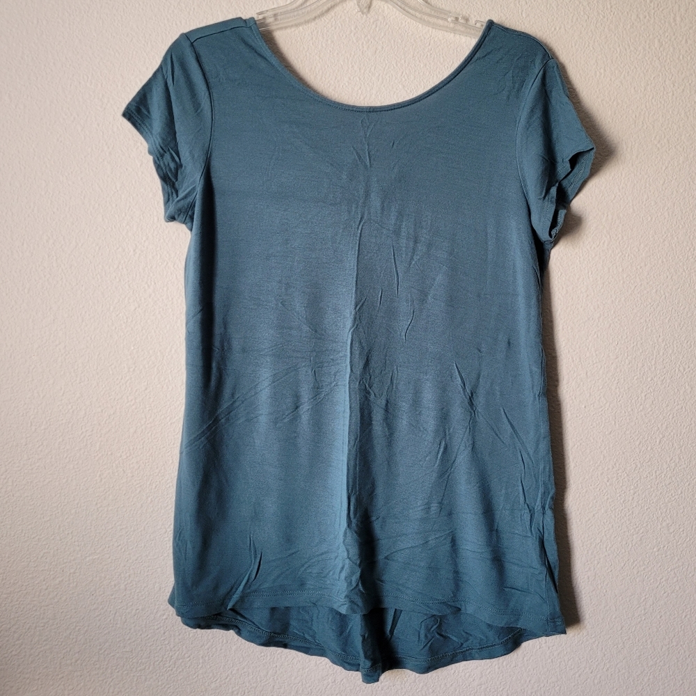 Paraphrase Teal Long Crewneck Shirt